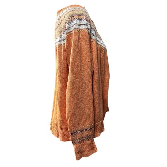 Vintage Tiara Women Fair Isle Knit Cardigan – Orange Multi – Size 1X - Picture 4 of 7